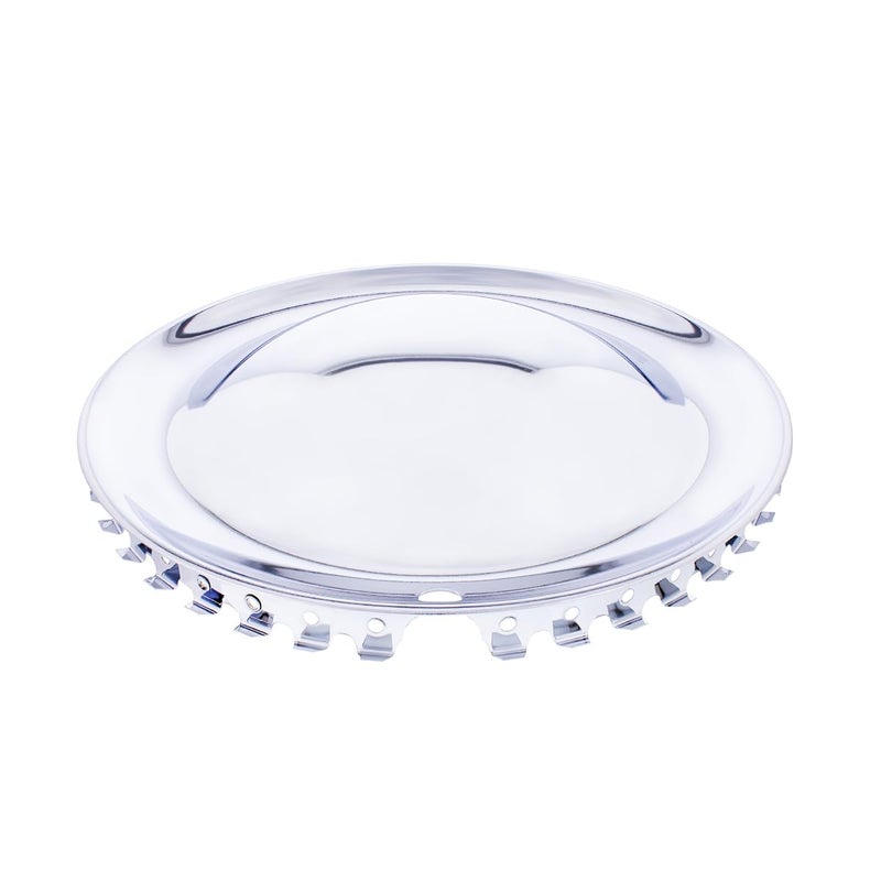 United Pacific BHC01-15 Triple Chrome 15â€ Steel Baby Moon Hub Caps, Mirror Finish, Smooth Plain Face, Domed Hub Caps, Chrome Wheel Covers - Set of 4 - Image 3